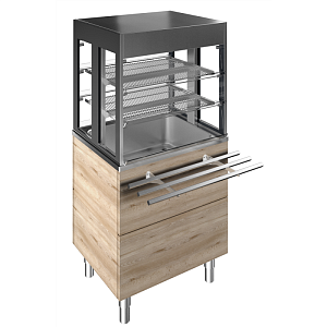 Electrolux Professional F19C2AF00W REFRIGERATED WELL WITH REFRIGERATED DISPLAY, COMPACT, 2GN H=900MM OVERSHELF W/LED LIGHTS (CODE 322099)
