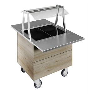 Electrolux Professional F04H2KW02S TEMPERED GLASS TOP, 2GN+WHEELS H=750MM OVERSHELF W/LED LIGHTS (CODE 322057)
