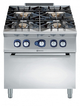 Electrolux Professional E9GCGH4CGM 4-FLAMMEN-(10 KW)-GASHERD + OFEN 800 MM (Code 391006)