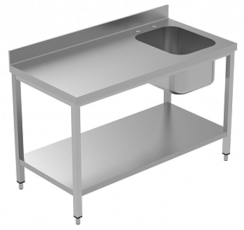 Electrolux Professional LSGTL1410D WORK TABLE R/H BOWL 1400MM+UPSTAND+SHELF (Code 134105)