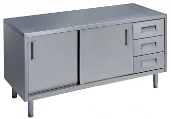 Standard Preparation 1600 mm Table with 3 Right Drawers & Sliding Doors (Code 133261)