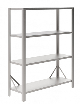 Stainless Steel Preparation 1570 mm Stainless Steel Shelving with 4 Solid Shelves (Code 132948)