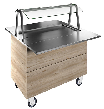 Electrolux Professional F14C3AW02S Flexi System Kühlplatte aus Edelstahl mit Unterbau (3 GN Behälterkapazität) mit Räder Tablar mit LED-Beleuchtung und zwei Tablettrutschen (längs, klappbar)aus AISI 304, H=900mm (Code 322034)
