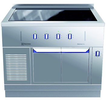 Modular Cooking Range Line thermaline 85 - 4 Zone Full Surface Induction Top on Warming Cabinet, 1 Side, Backsplash (Code 588449)