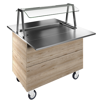 REFRIGERATED S/S SURFACE, 3GN+WHEELS H=900MM OVERSHELF W/LED LIGHTS (CODE 322034)