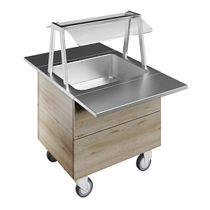 Electrolux Professional F01H2KW02S BAIN-MARIE, WATER, SINGLE WELL, 2GN+WHEELS H=750MM OVERSHELF W/LED LIGHTS (CODE 322048)