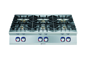 Electrolux Professional E9AANAAOMIE Modulare Großküchengeräteserie 900XP Gaskochfeld mit 6 Brennern (2x10 kW, 4x6 kW) und 3-mm-Arbeitsplatte (Code 391459)