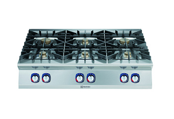 Electrolux Professional E9AANAAOMIE Modulare Großküchengeräteserie 900XP Gaskochfeld mit 6 Brennern (2x10 kW, 4x6 kW) und 3-mm-Arbeitsplatte (Code 391459)