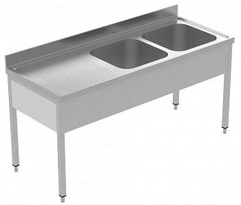 SINK UNIT 2 BOWLS + L/H DRAINER 1800 MM (134070)