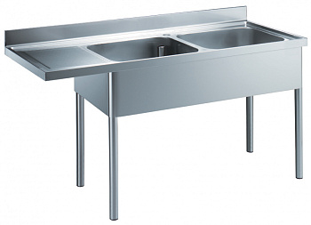 Premium Preparation Sink Unit with 2 Bowls - Left Drain (Code 132941)