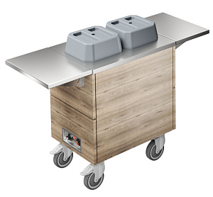 Electrolux Professional F33HKW Flexy Compact Heated Plate Dispenser Trolley, 2 cylinders - Ø180-250 mm, 2 tray sliders, h.750 (Code 322124)