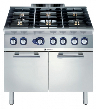 Electrolux Professional E7GCGI6CL0 6-BURNER GAS RANGE+LARGE OVEN 900MM (Code 371215)