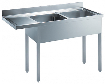 Standard Preparation Sink for Dishwasher with 2 Bowls & Left Drain (Code 133196)