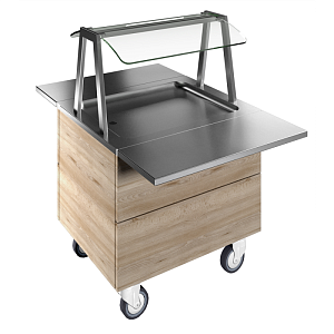 Electrolux Professional F14C2KW02S REFRIGERATED S/S SURFACE, 2GN+WHEELS H=750MM OVERSHELF W/LED LIGHTS (CODE 322066)