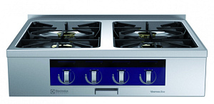 Electrolux Professional MCGHABJOVI Modular Cooking Range Line thermaline 90 - 4-Burner Gas Top with Ecoflam, 1 Side, Backsplash (Town Gas) (Code 593316)