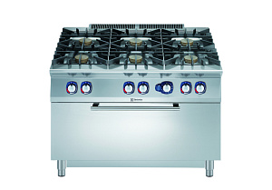 Electrolux Professional E9AAOABJMIE Modulare Großküchengeräteserie 900XP Gasherd mit 6 Brennern (jeweils 10 kW) auf großem Gasofen (12 kW) mit 3-mm-Arbeitsplatte (Code 391466)