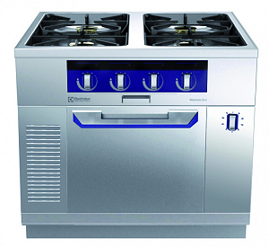Electrolux Professional MCQMEAJCVO Modular Cooking Range Line thermaline 90 - 4-Burner Gas Top with Ecoflam on Static Gas Oven, 1 Side, H=700 (Town Gas) (Code 593350)