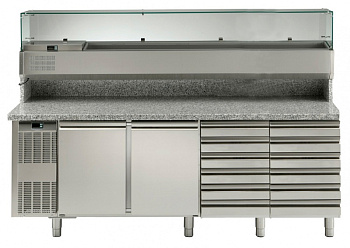 Electrolux Professional RCSH2D12W KÜHLTISCH MIT VITRINE, 2 TÜREN,12 SCHUBL (Code 727149)