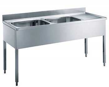 SINK UNIT 2 BOWLS & R/H DRAINER 1800 MM (132357)