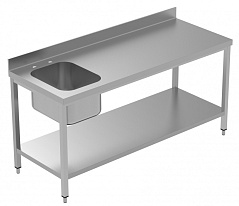 Electrolux Professional LSGTL1810S WORK TABLE L/H BOWL 1800MM+UPSTAND+SHELF (Code 134108)