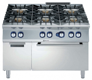 Electrolux Professional E9GCGLTC1M 6-BURNER(10KW)GAS RANGE+OVEN+CUPB.1200MM (Code 391254)