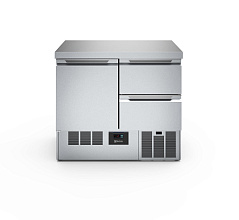 Electrolux Professional SAL25T12 Digitale Kühltische Kompakte Kühltheke mit 1 Tür und 2 Schubladen 250lt, +2+10°C, AISI 304, R290 (Code 725108)