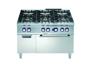 Electrolux Professional E9AAOABFMIE Modulare Großküchengeräteserie 900XP Gasherd mit 6 Brennern (je 10 kW) und Gasofen (8,5 kW) mit Schrank und 3-mm-Arbeitsplatte (Code 391465)