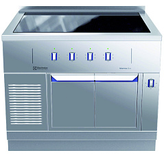 Electrolux Professional MBJJGBJ4AO Modulare Großküchengeräteserie thermaline 85 - Vollflächen-Induktionskochfeld auf Wärmeschrank, 4 Zonen, einseitig bedienbar mit Aufkantung (Code 588449)