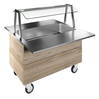 REFRIGERATED WELL, STATIC WITH FAN, 3GN+WHEELS H=750MM OVERSHELF W/LED LIGHTS (CODE 322064)