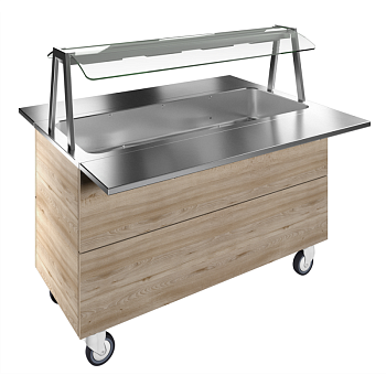 BAIN-MARIE, AIR VENTILATED, 4GN+WHEELS H=900MM OVERSHELF WITH HOT LIGHTS (CODE 322026)