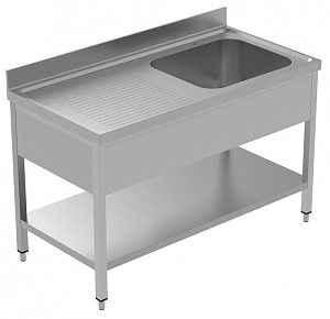 Electrolux Professional LSGLG1416S SINK UNIT 1 BOWL+ L/H DRAINER 1400+SHELF (134073)