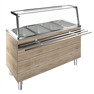 Electrolux Professional F02H4AF01W BAIN-MARIE, WATER, FOUR WELLS, 4GN H=900MM OVERSHELF W/LED LIGHTS (CODE 322080)