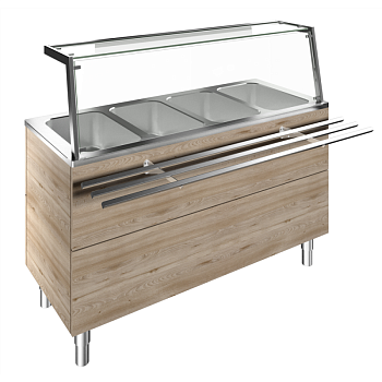 BAIN-MARIE, WATER, FOUR WELLS, 4GN H=900MM OVERSHELF W/LED LIGHTS (CODE 322080)
