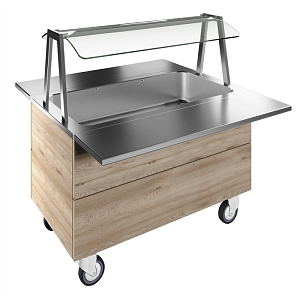 Electrolux Professional F01H3KW02S BAIN-MARIE, WATER, SINGLE WELL, 3GN+WHEELS H=750MM OVERSHELF W/LED LIGHTS (CODE 322049)
