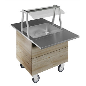 Electrolux Professional F11C2KW02S REFRIGERATED WELL, STATIC WITH FAN, 2GN+WHEELS H=750MM OVERSHELF W/LED LIGHTS (CODE 322063)