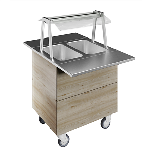 Electrolux Professional F02H2AW04S BAIN-MARIE, WATER, TWO WELLS, 2GN+WHEELS H=900MM OVERSHELF WITH HOT LIGHTS (CODE 322021)