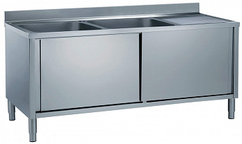 CUPB.SINK 2 BOWLS(500X500)R/H DRAIN.1600 (133045)