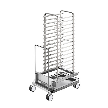 Bakery/pastry trolley with rack holding 400x600mm grids for 20 GN 2/1 oven and blast chiller freezer, 80mm pitch (16 runners) (Code 922762)