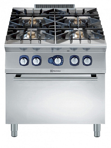 Electrolux Professional E9GCGH4CGL 4-FLAMMEN-(6 KW)-GASHERD+GASOFEN 800 MM (Code 391004)