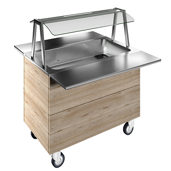 REFRIGERATED WELL, STATIC, 3GN+WHEELS H=900MM OVERSHELF W/LED LIGHTS (CODE 322028)