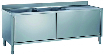 Standard Preparation 1800 mm Cupboard Sink with 2 Bowls & Right Drain (Code 132821)