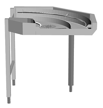 Handling System for Rack Type Unloading Dishwashing Driven Curve 90° - Counterclockwise direction (Code 865246)