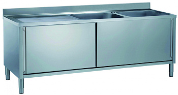 Standard Preparation 1800 mm Cupboard Sink with 2 Bowls & Left Drain (Code 132822)
