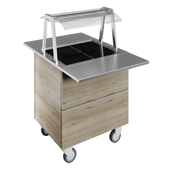TEMPERED GLASS, 2GN+WHEELS H=900MM OVERSHELF WITH HOT LIGHTS (CODE 322012)