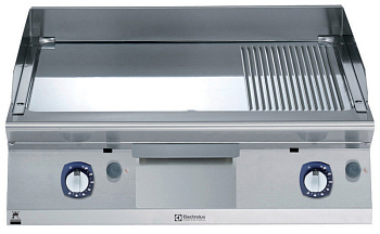Electrolux Professional E7IIETAOMEI Modulare Großküchengeräteserie 700XP 800 mm Gas-Bratplatte, glatte und gerippte Platte aus poliertem Chrom (Code 371410)