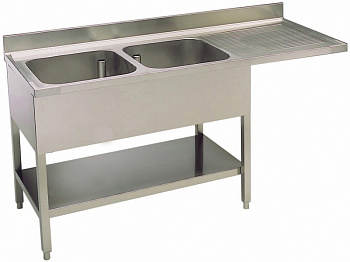 SINK UNIT FOR DW 2 BOWLS R/H DRAINER (132332)