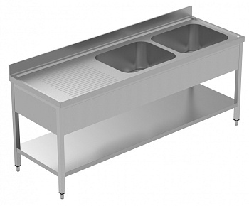 Electrolux Professional LSGLG2126S SINK UNIT 2 BOWLS+L/H DRAINER 2100+SHELF (Code 134119)