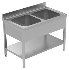 Electrolux Professional LSGLG1225E SINK UNIT 2 BOWLS 1200 MM + SHELF (Code 134114)