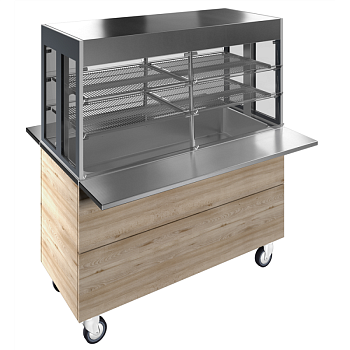 REFRIGERATED WELL WITH REFRIGERATED DISPLAY, COMPACT, 4GN+WHEELS H=900MM OVERSHELF W/LED LIGHTS (CODE 322038)