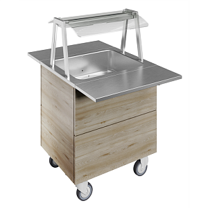 Electrolux Professional F03H2AW04S BAIN-MARIE AIR VENTILATED, 2GN+WHEELS H=900MM OVERSHELF WITH HOT LIGHTS (CODE 322024)